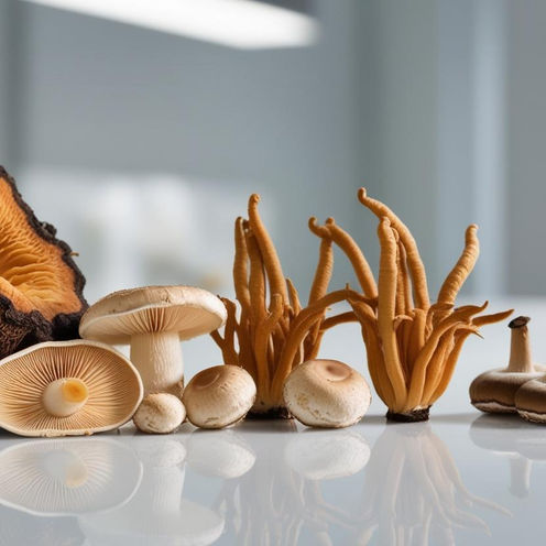 bild mit vitalpilzen cordyceps shiitake maitake, ABM