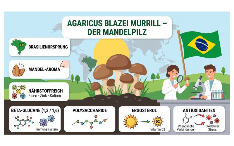 Agaricus blazei Murrill: Der Mandelpilz zwischen Tradition und moderner Wissenschaft in der Schweiz