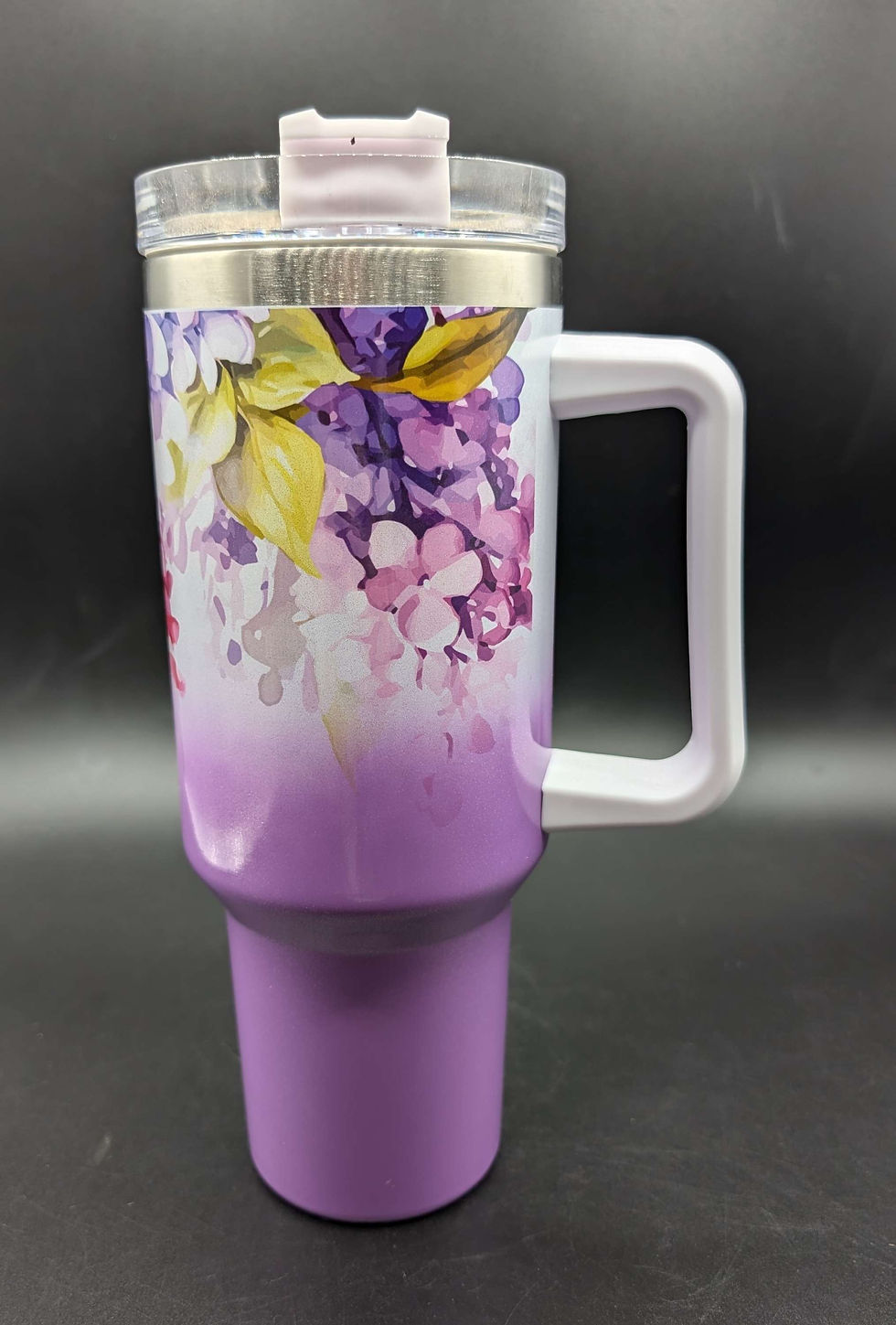 Thumbnail: Sparkly Purple Gradient Flowers 40oz Tumbler