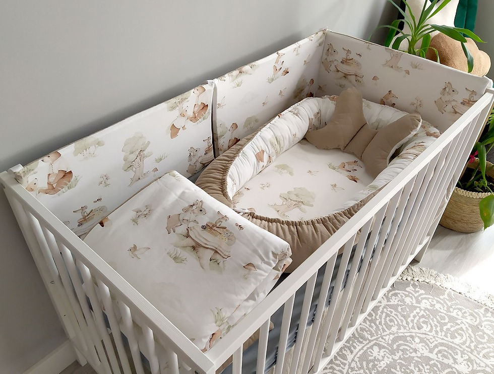 Pack 5 piezas para cuna Línea Luxury Velvet Bosque Beige