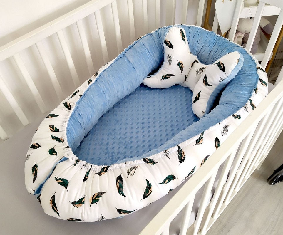 Cojín Nido Línea Luxury Premium Plumitas Azul Terciopelo