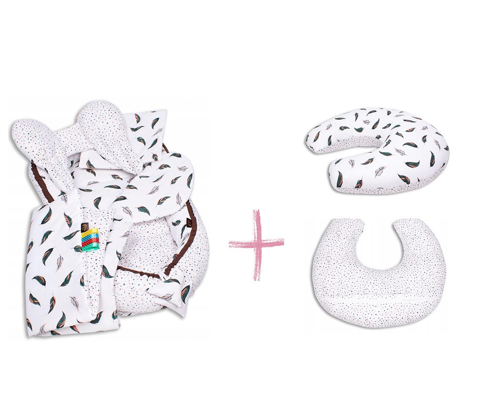 Pack Cojín Cunita Nido + Cojín Lactancia Blanco Marrón Plumitas