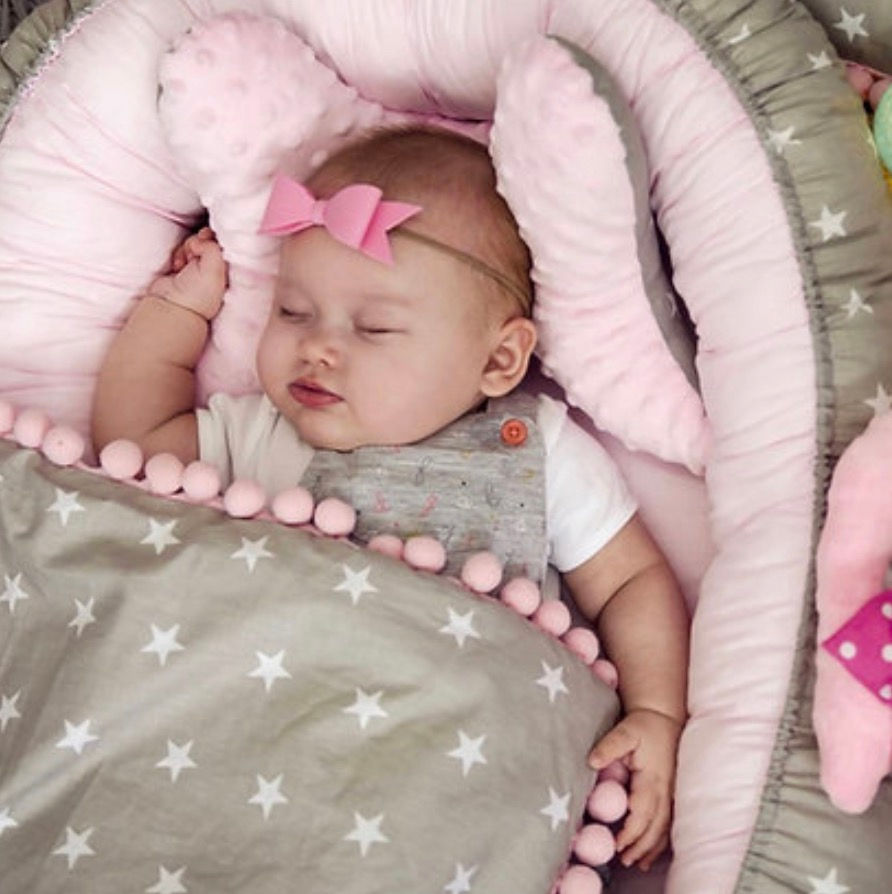 Miniatura: Pack 9 piezas para cuna Línea Luxury Estrellas Rosa Gris