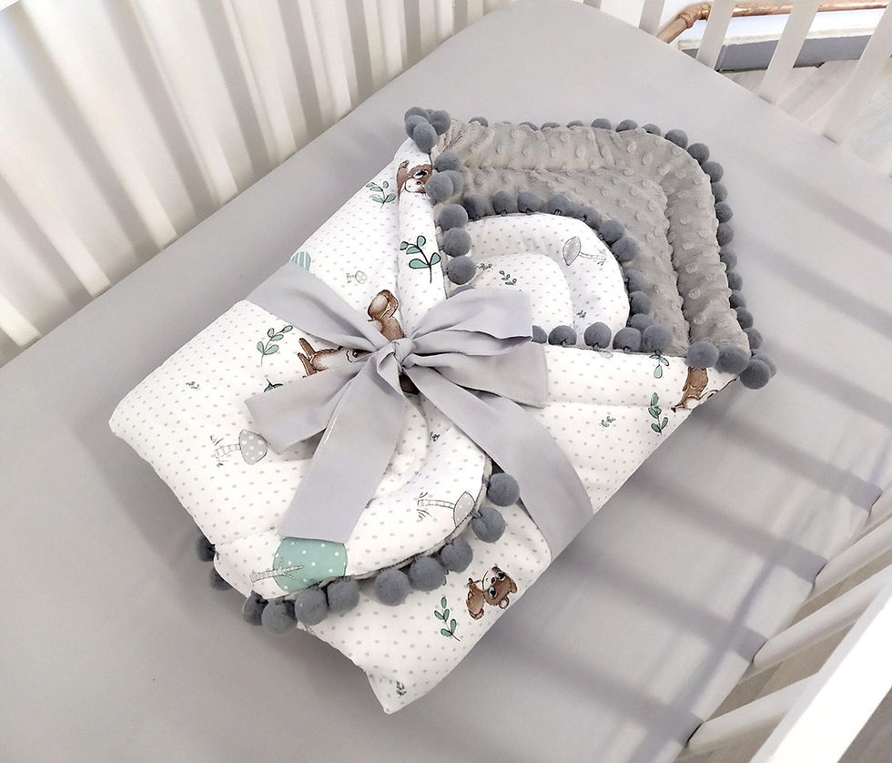 Miniatura: Pack 7 piezas para cuna Línea Luxury Minky Cervatillos Gris