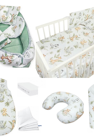 Mega Pack Ahorro 14 piezas textiles para tu cuna Safari Verde