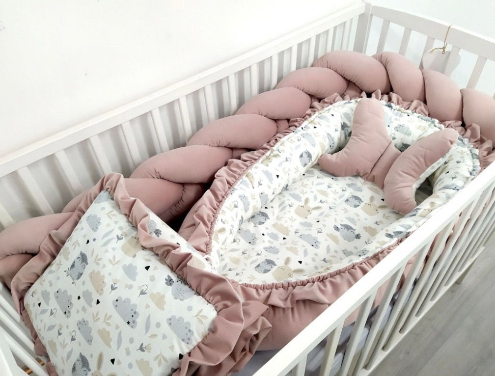Pack 5 piezas para cuna Línea Luxury Terciopelo Animalitos Rosa