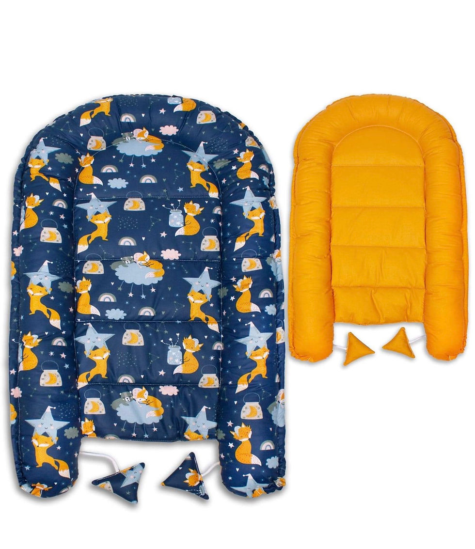 Miniatura: Pack Cojín Cunita Nido + Cojín Lactancia Azul Amarillo Zorritos