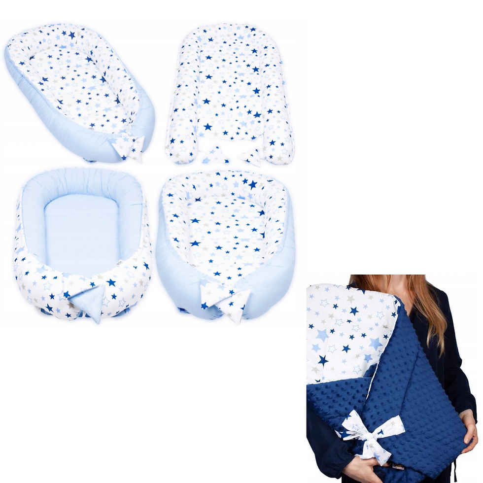 Pack Arrunido Combo Ahorro Cojín Nido Azul Minky Estrellas