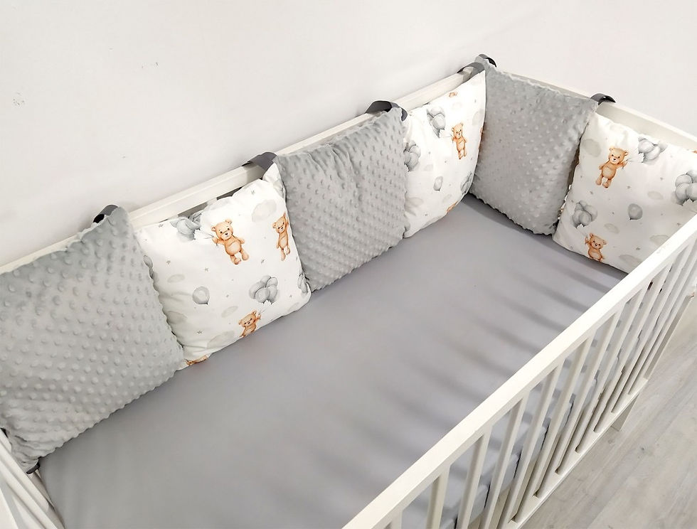 Miniatura: Pack 4 piezas para cuna Línea Luxury Ositos Gris
