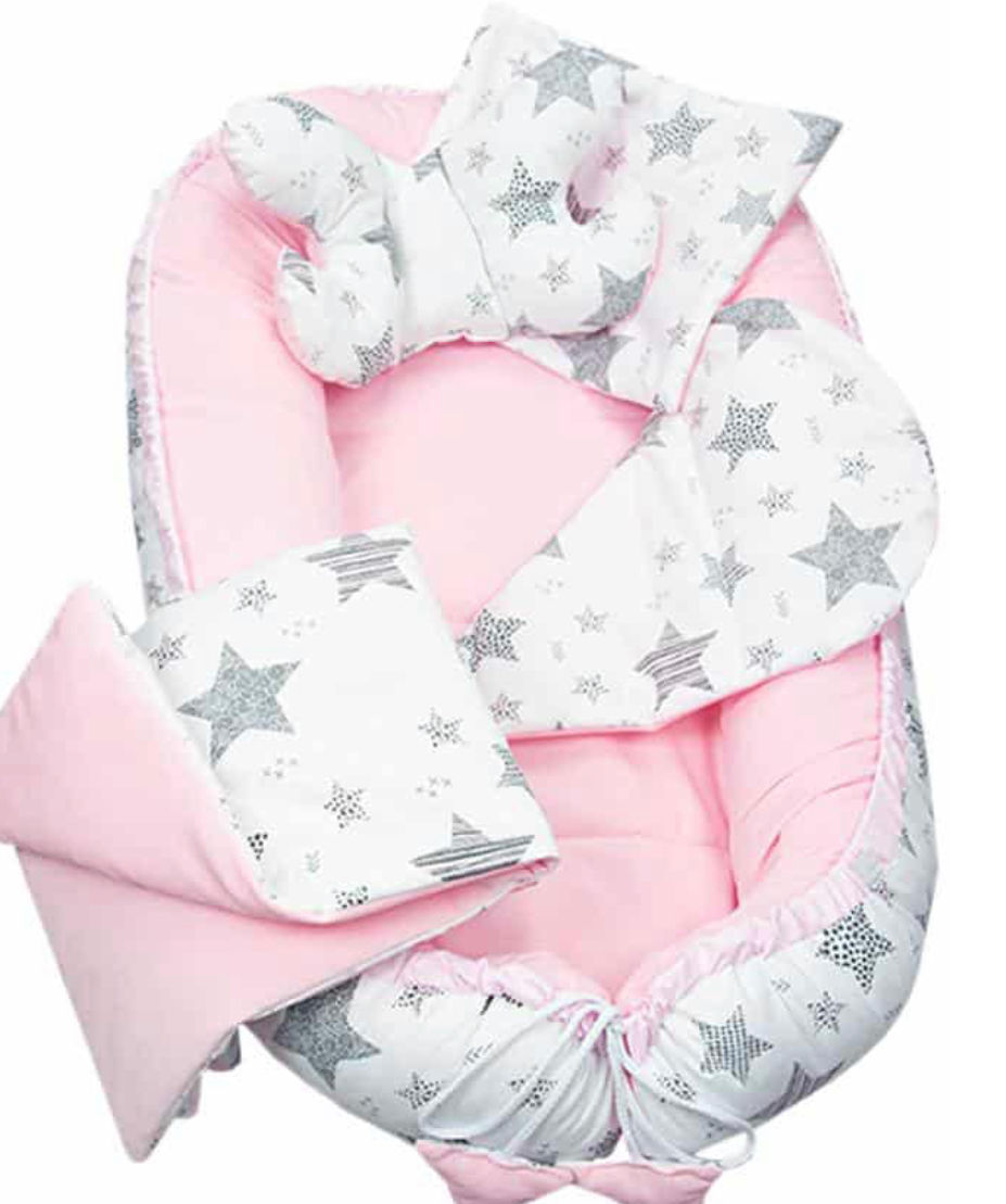 Pack Nido 5 Piezas Cojín Estrellas Rosa