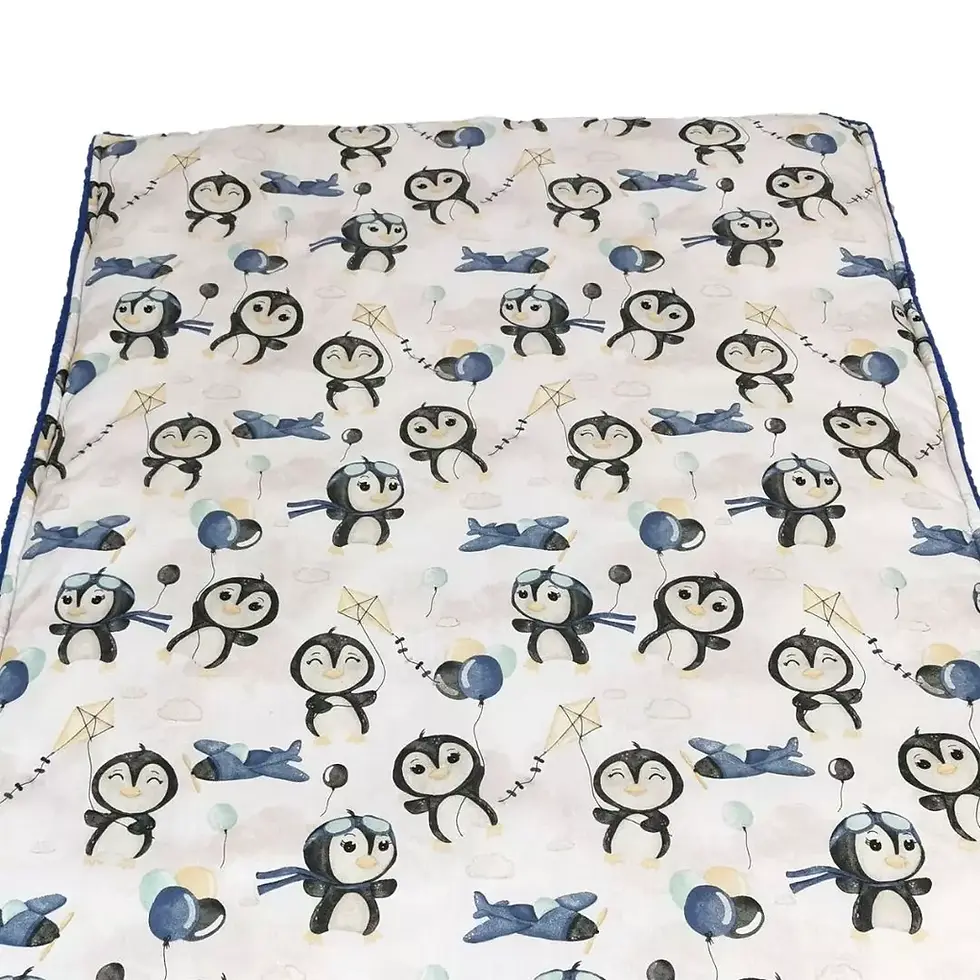 Miniatura: Pack de 2 x 1 de Mantas de Cuna Pingüinos Azul