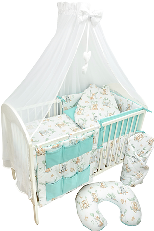 Pack Ahorro 13 piezas textiles para tu cuna Safari Columpio Menta