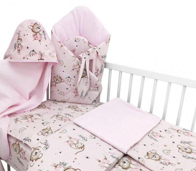 Pack 8 piezas para cuna Línea Deluxe Ositas Rosa