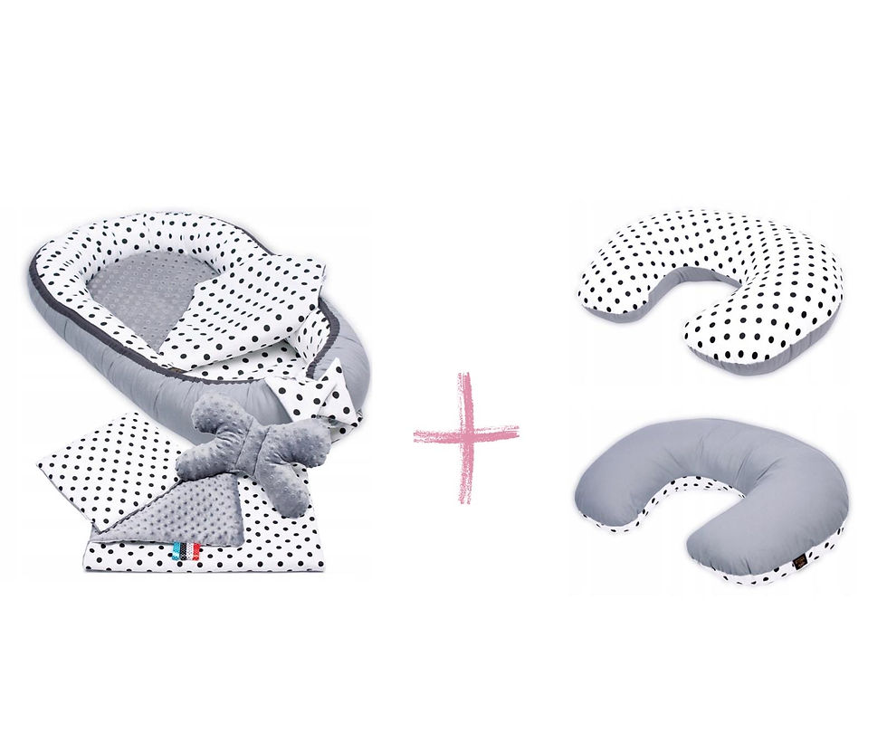 Pack Cojín Cunita Nido + Cojín Lactancia Gris Minky Topitos