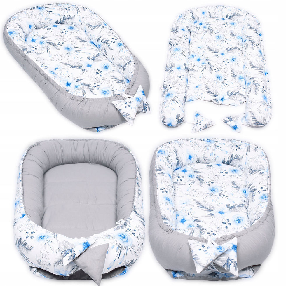 Cojín Cunita Nido Gris Azul Flores