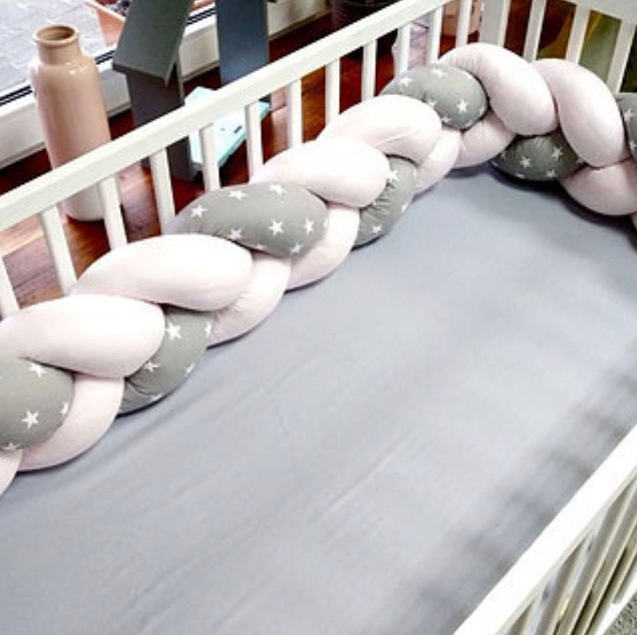 Miniatura: Pack 9 piezas para cuna Línea Luxury Estrellas Rosa Gris