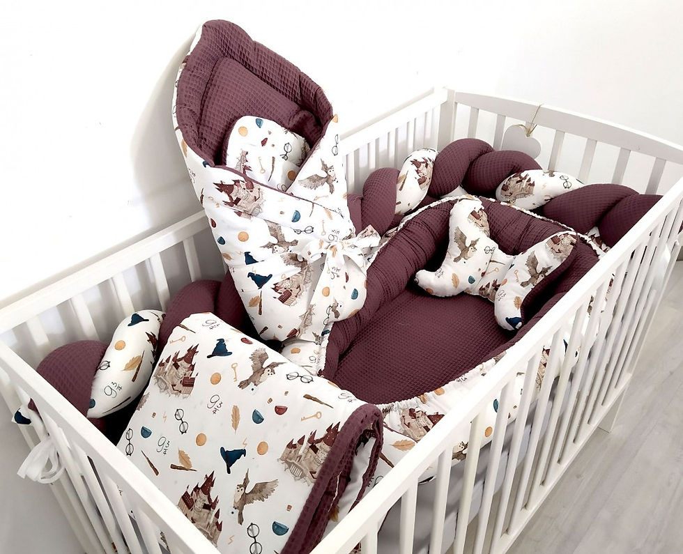 Pack 6 piezas para cuna Línea Luxury Harry Potter Burdeos