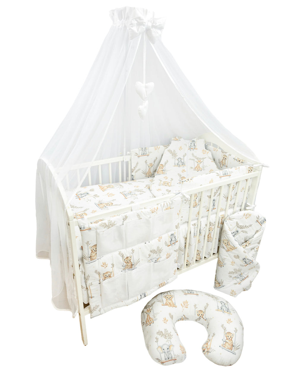 Pack Ahorro 13 piezas textiles para tu cuna Safari Columpio Blanco