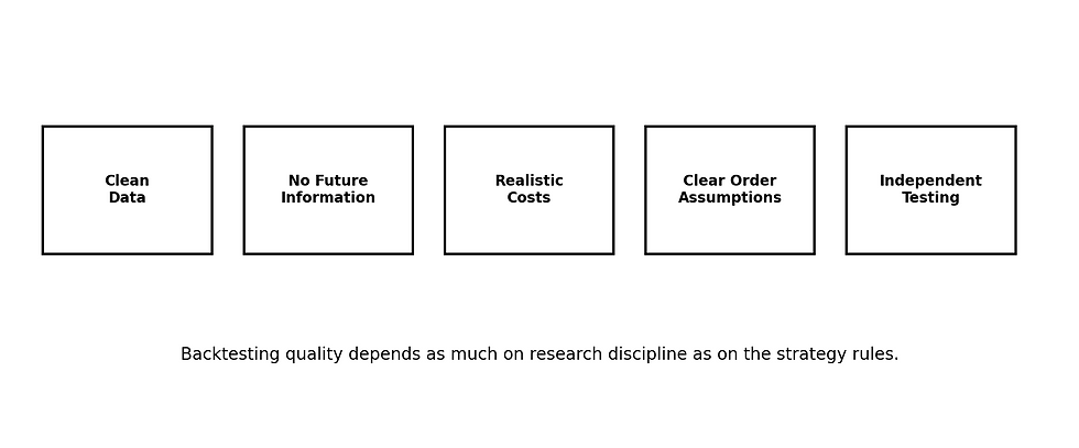 Original illustration: five quality checks that strengthen a backtesting process.