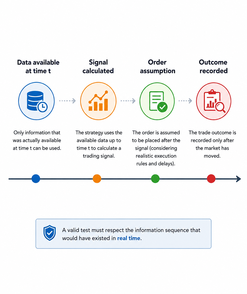 Original illustration: a valid backtest respects the historical sequence of information.