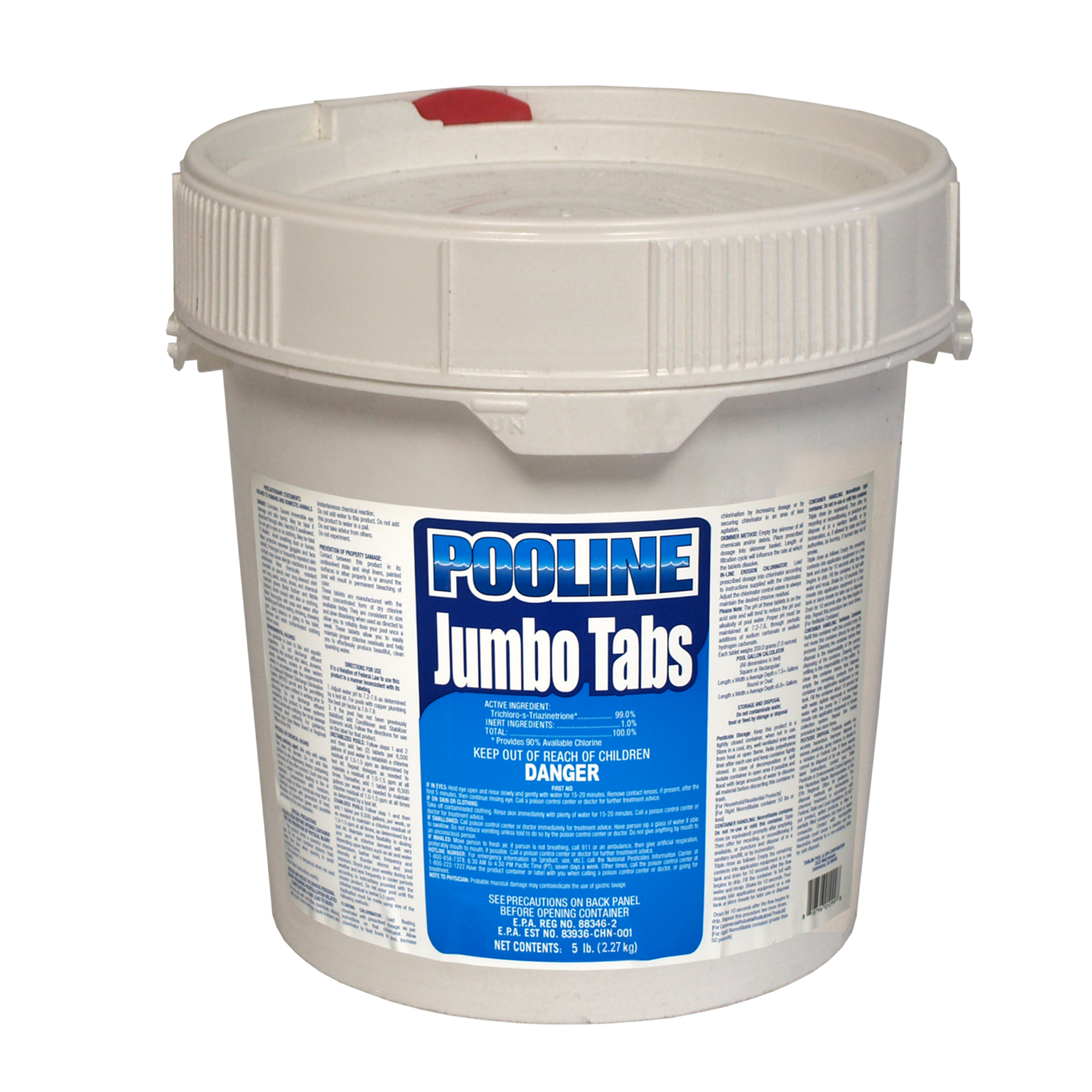 11927 Trichlor Unwrapped 7 Oz Tabs in 5# Pails, Brand Name: Pooline Jumbo Tabs (