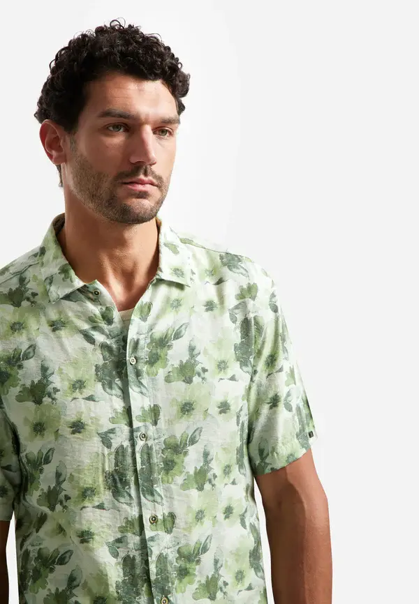 Miniature : Chemise imprimée à manches courtes No Excess 31460340 blue ou green