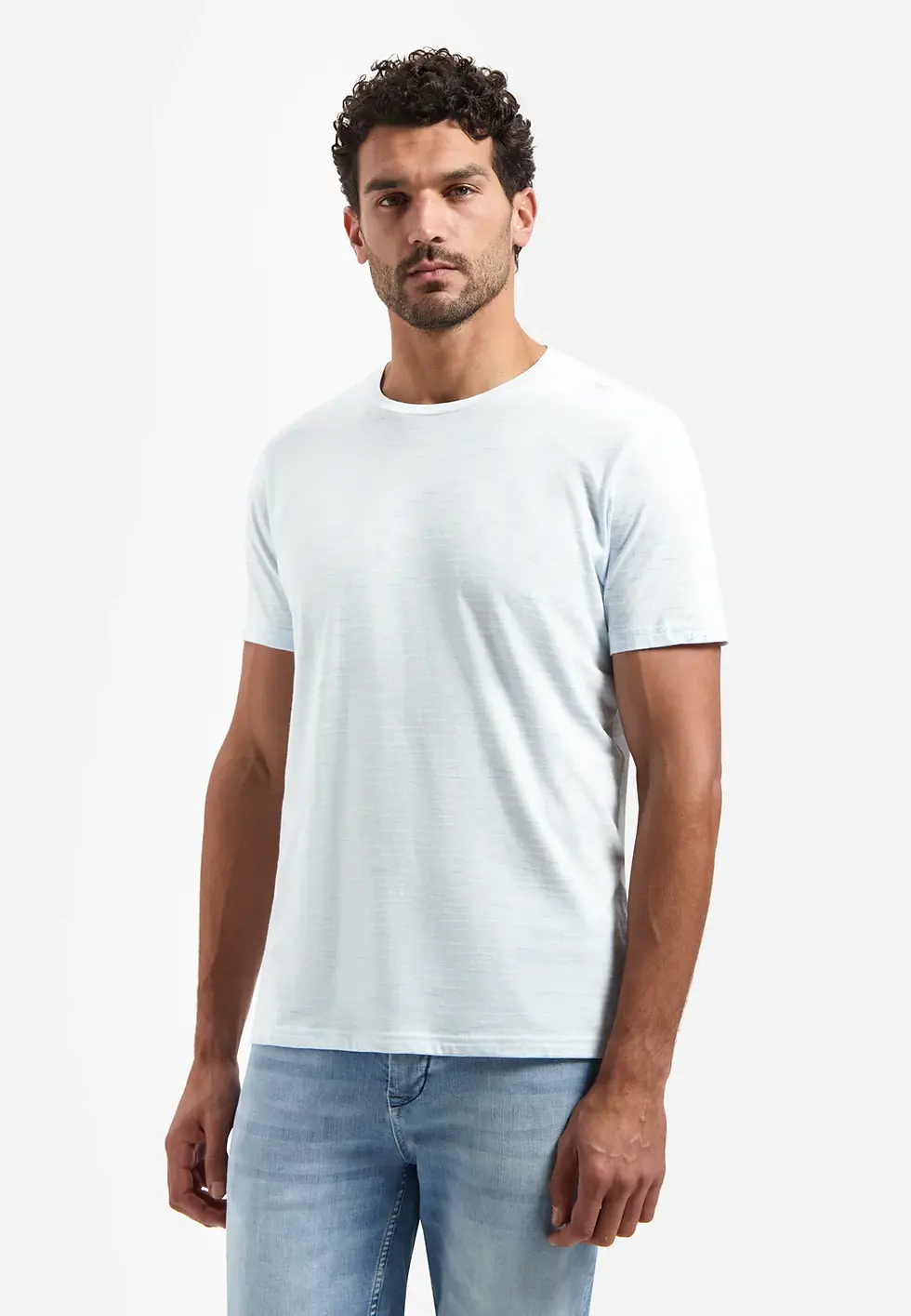 Miniature : T-shirt rayé à col rond No Excess 31340215 blue ou sky