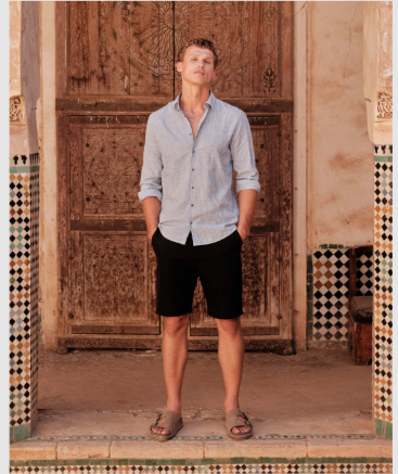 Chemise rayée No Excess 31470227 taupe ou indigo blue