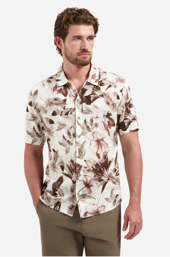 Chemise à manches courtes à imprimé floral No Excess 32460447