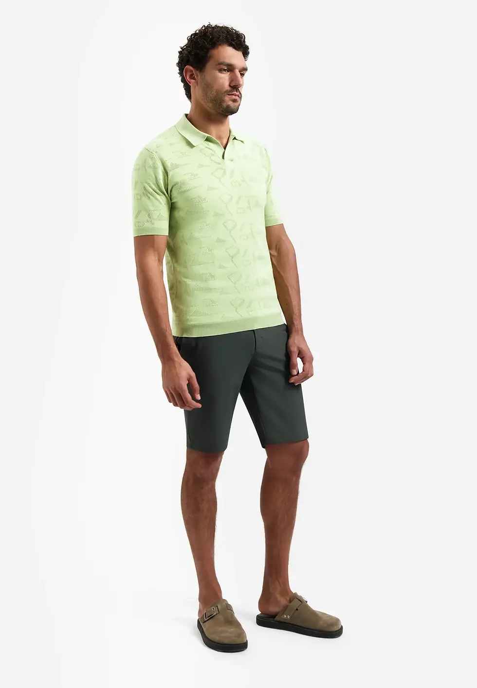 Miniature : Polo en maille jacquard No Excess 31240351 desert , green ou night