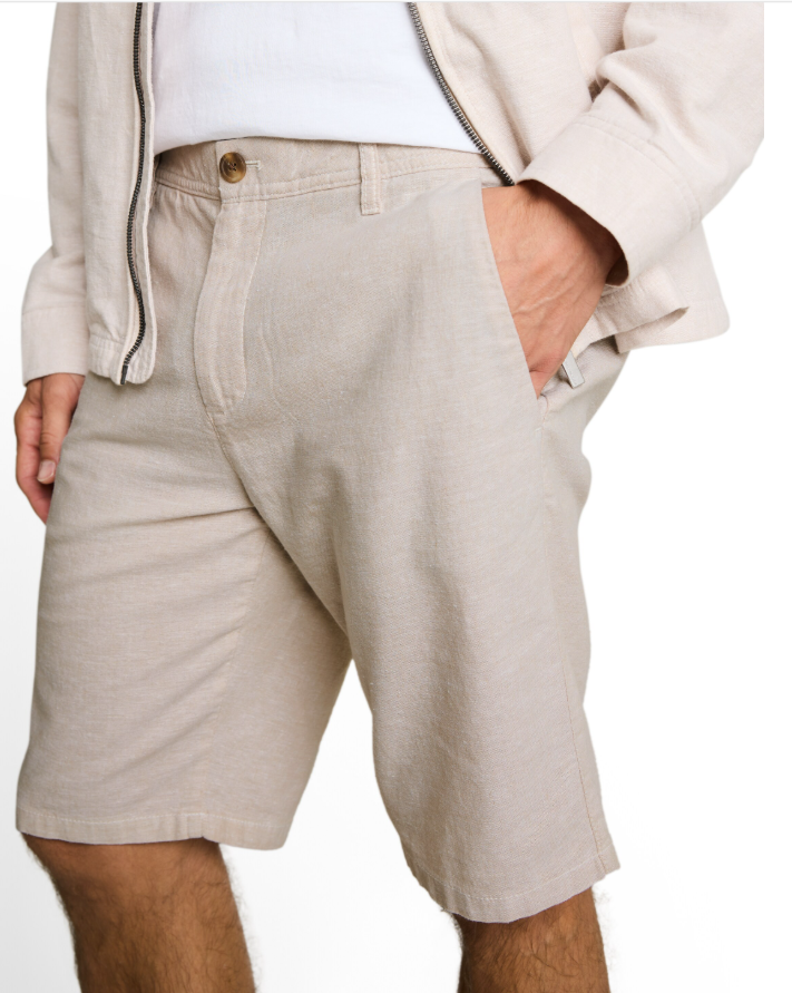 Miniature : Short chino en lin-coton Tom Tailor beige , rose ou bleu 1049623