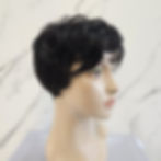 BEAUTIQ WX-WH302 sleek short human hair wig – natural black, smooth texture, side part style.