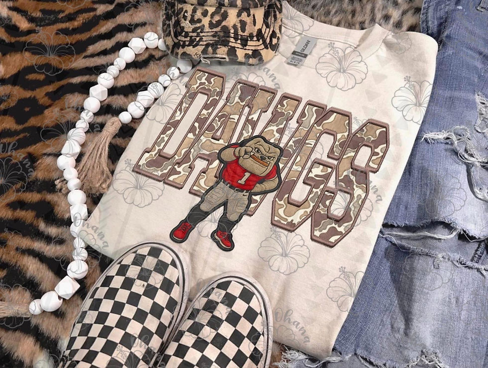 Thumbnail: College faux embroidery Camo - Bama, Tigers, Dawgs, FSU