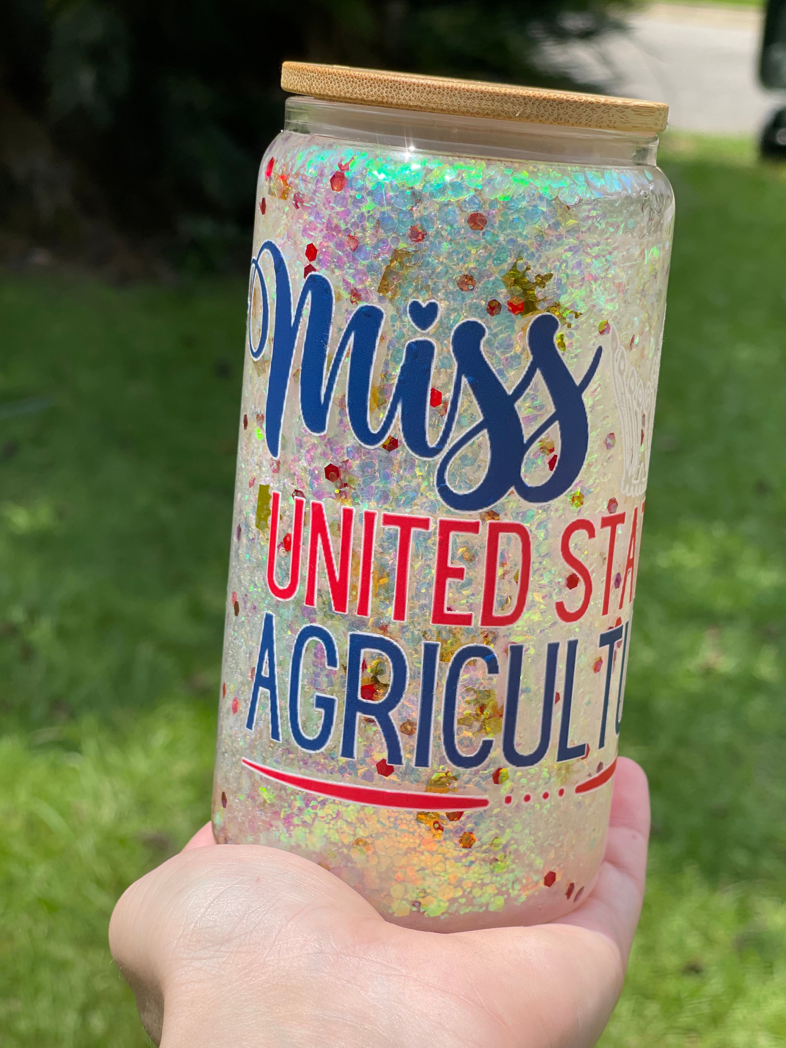 Miss United States Ag 16oz Snow Globe Glass Tumbler