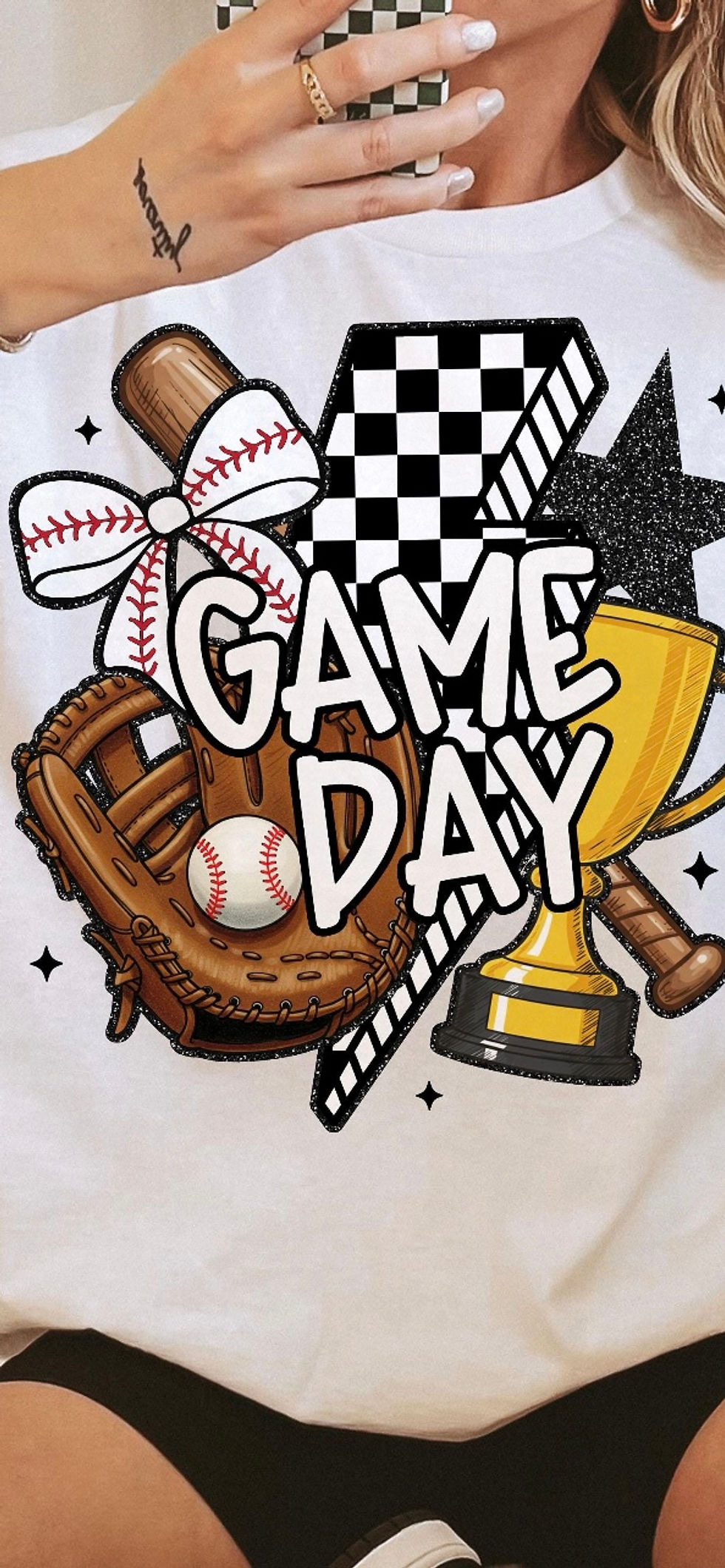 Thumbnail: Baseball Game Day Checkered Bolt  