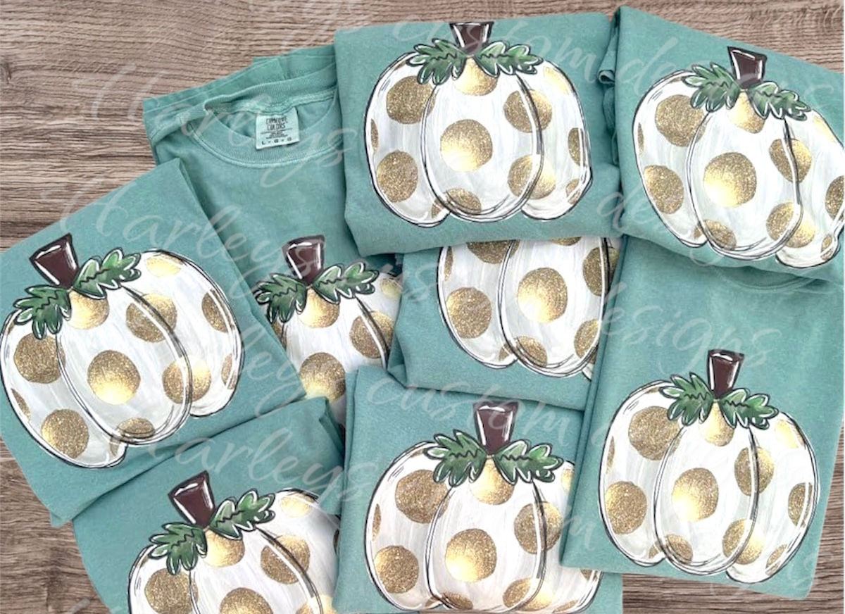 White- Gold Foil Pumpkin