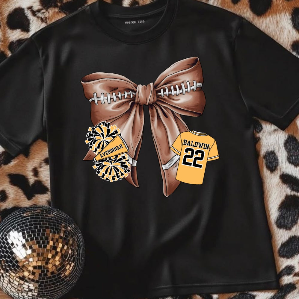 Football Bow With Custom Jersey /Cheer Pom and megaphone