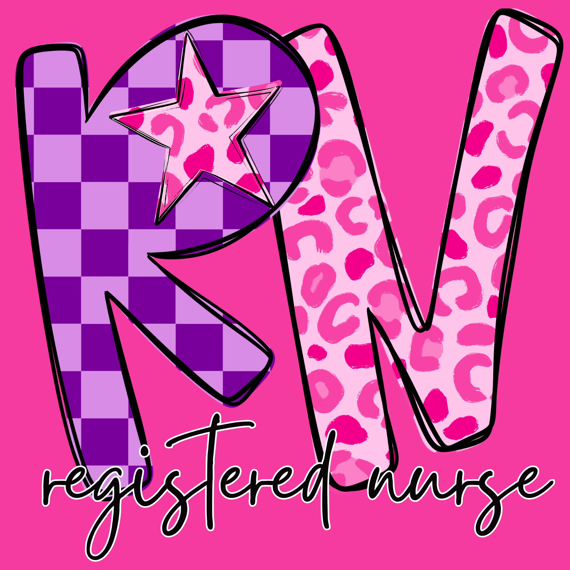 Custom- Healthcare Titles -purple checkered &  pink Cheetah 