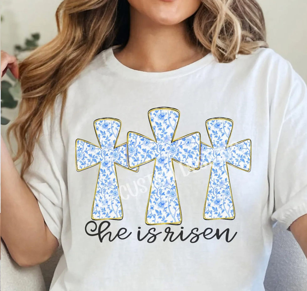 Thumbnail: Triple Cross Blue Floral -Easter 
