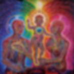 rainbow vibration visionary art by alex grey depicting mother father and child