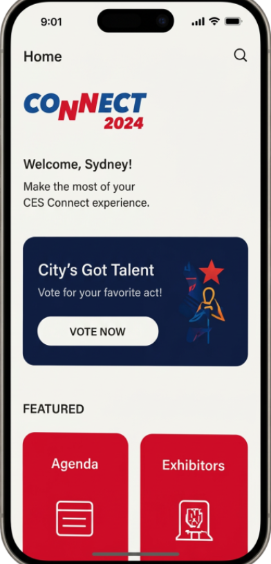 iPhone Mockup of CES Connect 2024 app