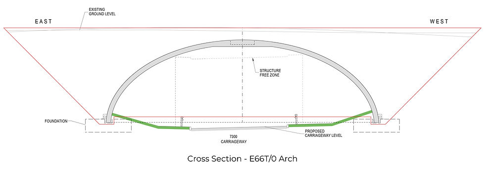 Technical drawing of a bridge