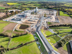 Concrete arches leading to a distillery