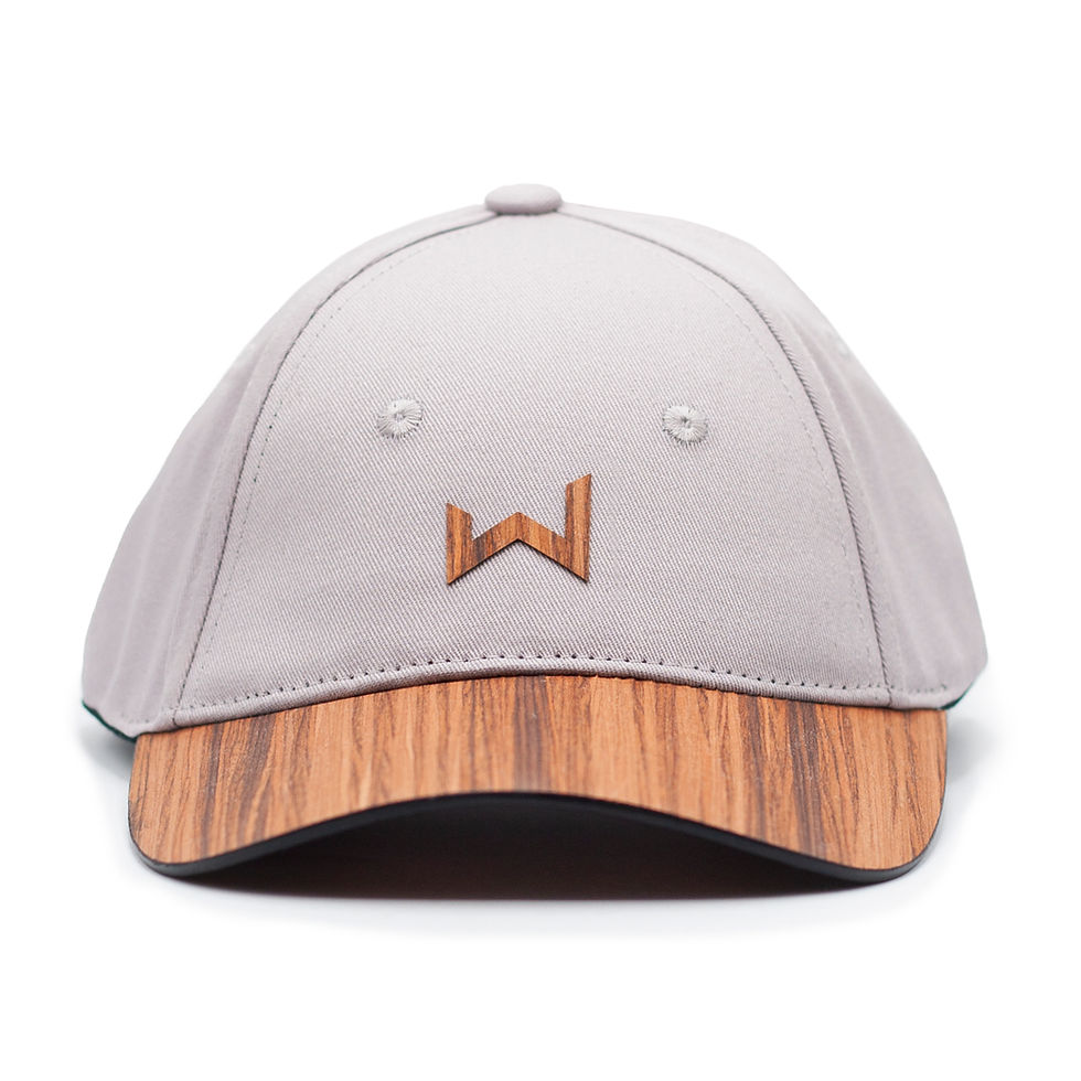 Thumbnail: Grey Cap for Children - Rosewood wooden brim