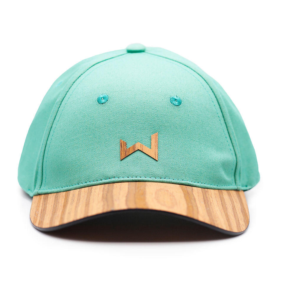Thumbnail: Aqua green cap - teak wood brim