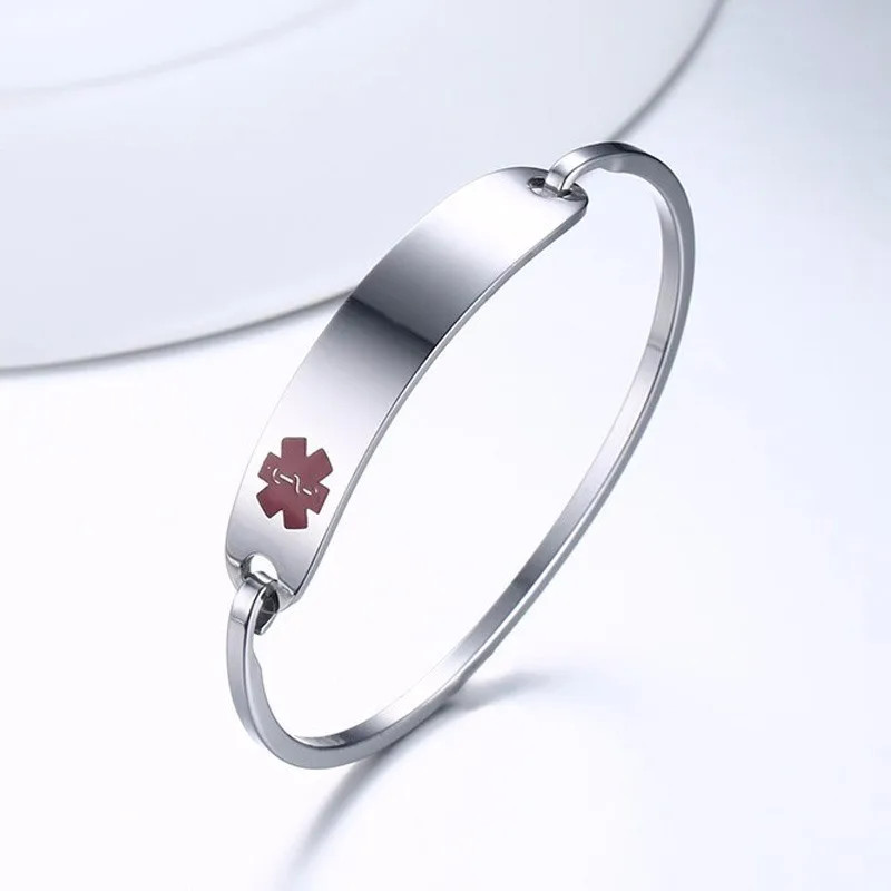 Thumbnail: Free Personalized Medical Alert ID Bracelets for Women Men Engraving Anti