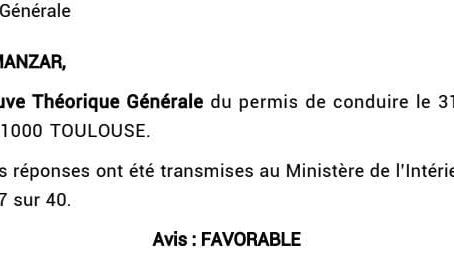 37/40 premier essai code de la route!