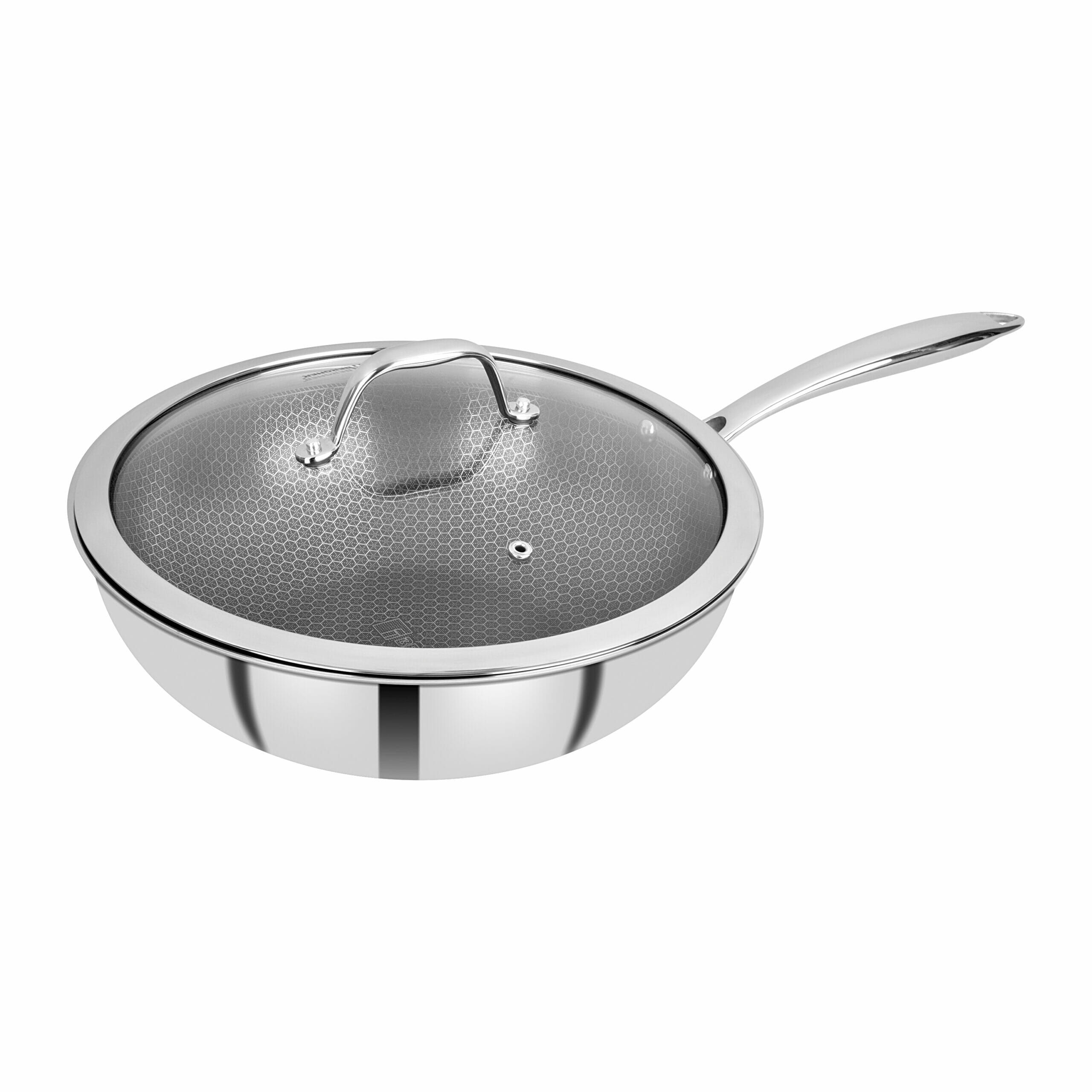 BERGNER - Hitech Prism Triply Stainless Steel Nonstick Wok With Lid - 28 CM