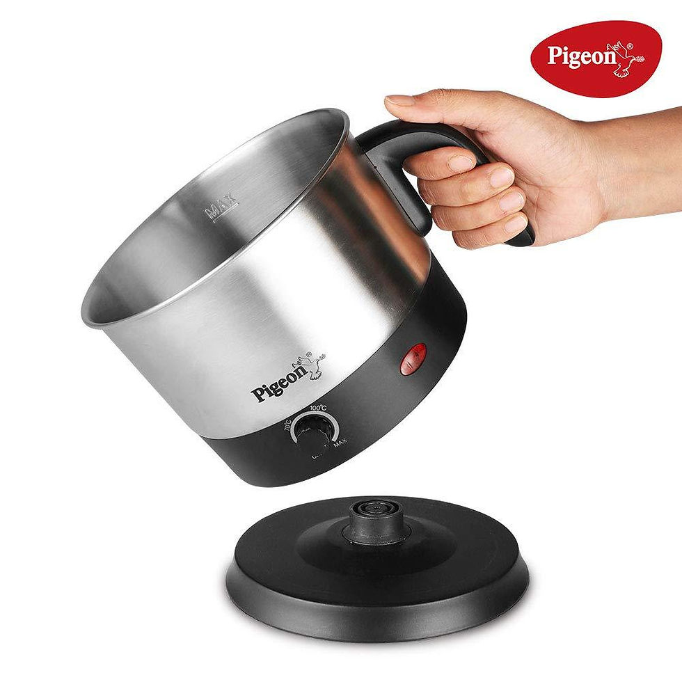 Thumbnail: Pigeon by Stovekraft Kessel 1.2-Litre Multi-Purpose Kettle (Silver) 600W, Black