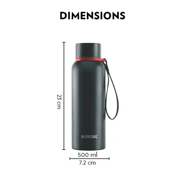 Borosil Trek Black Bottle